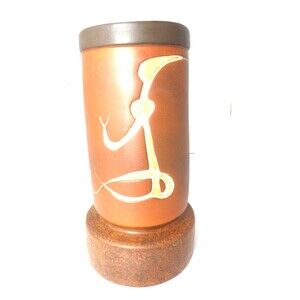 Mexican Texcoco Pottery Vase Large Carved Abstract Figure Midcentury Ceramic